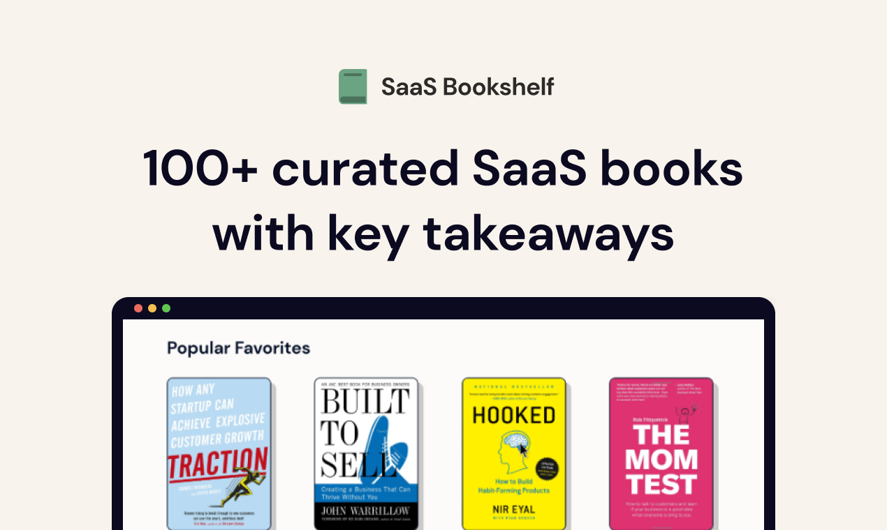 Saas Bookshelf - 주요 테이크 아웃이있는 100 개의 선별 된 스타트 업 책 미디어 1