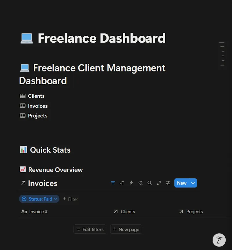 Freelance Client Management System screenshot 1