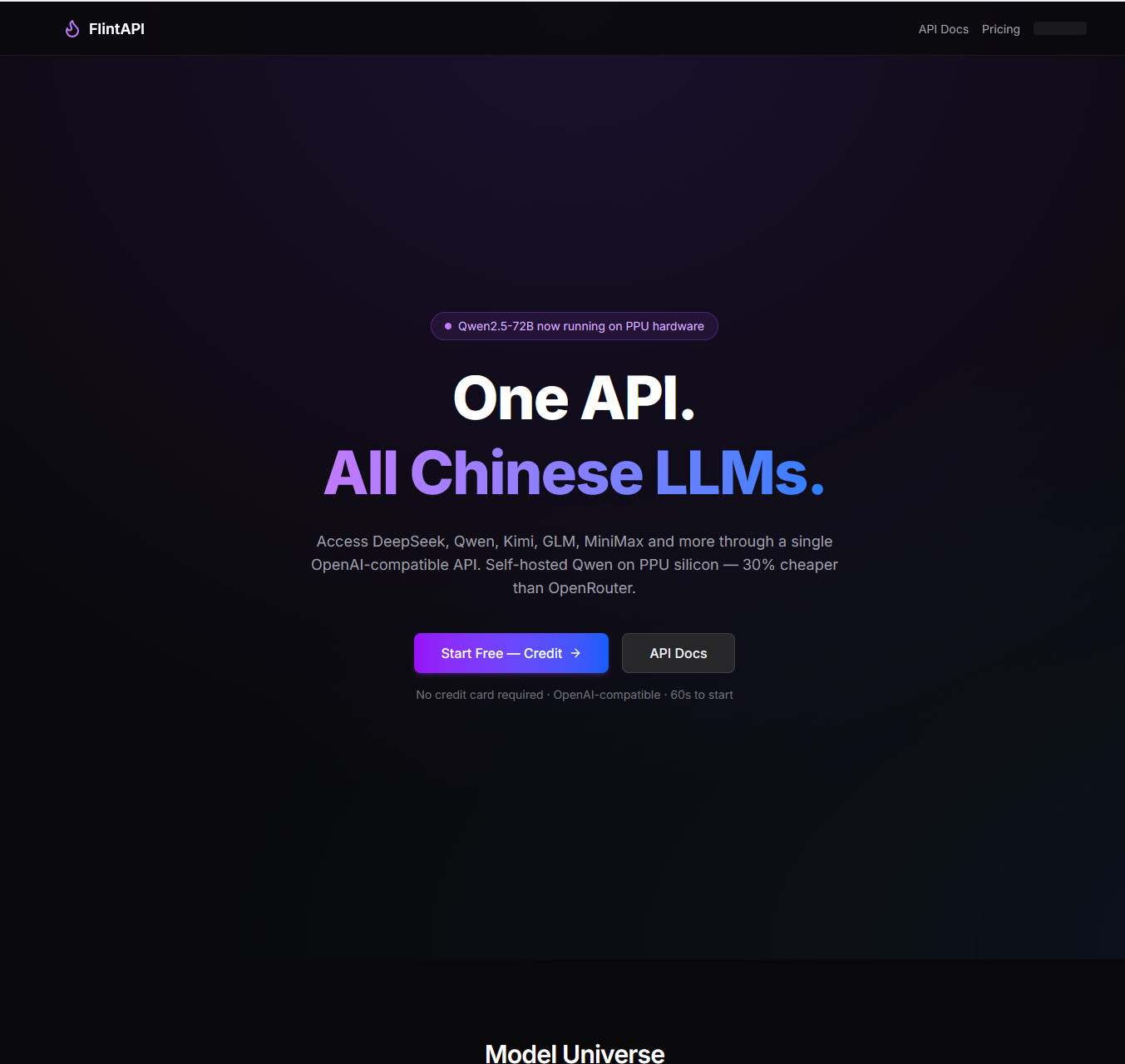 FlintAPI — One API for All Chinese LLMs gallery image