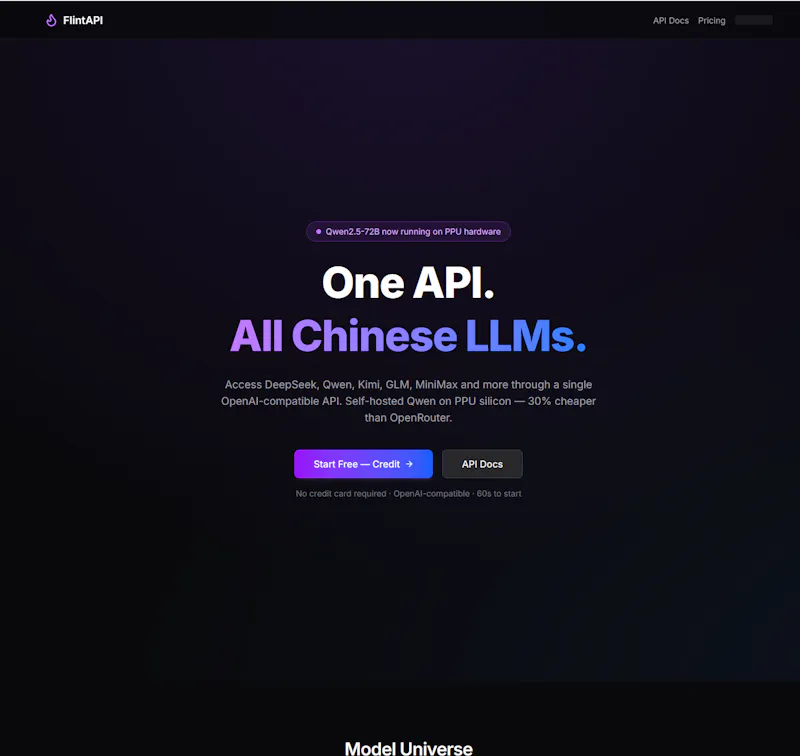 FlintAPI — One API for All Chinese LLMs screenshot 1