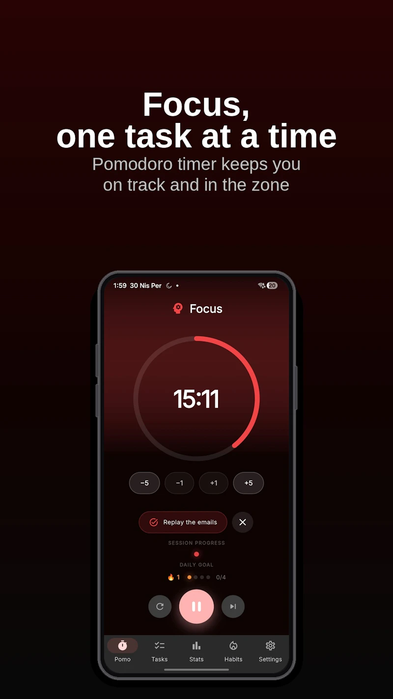 PomoPlan — Pomodoro, Tasks & Habits screenshot 2