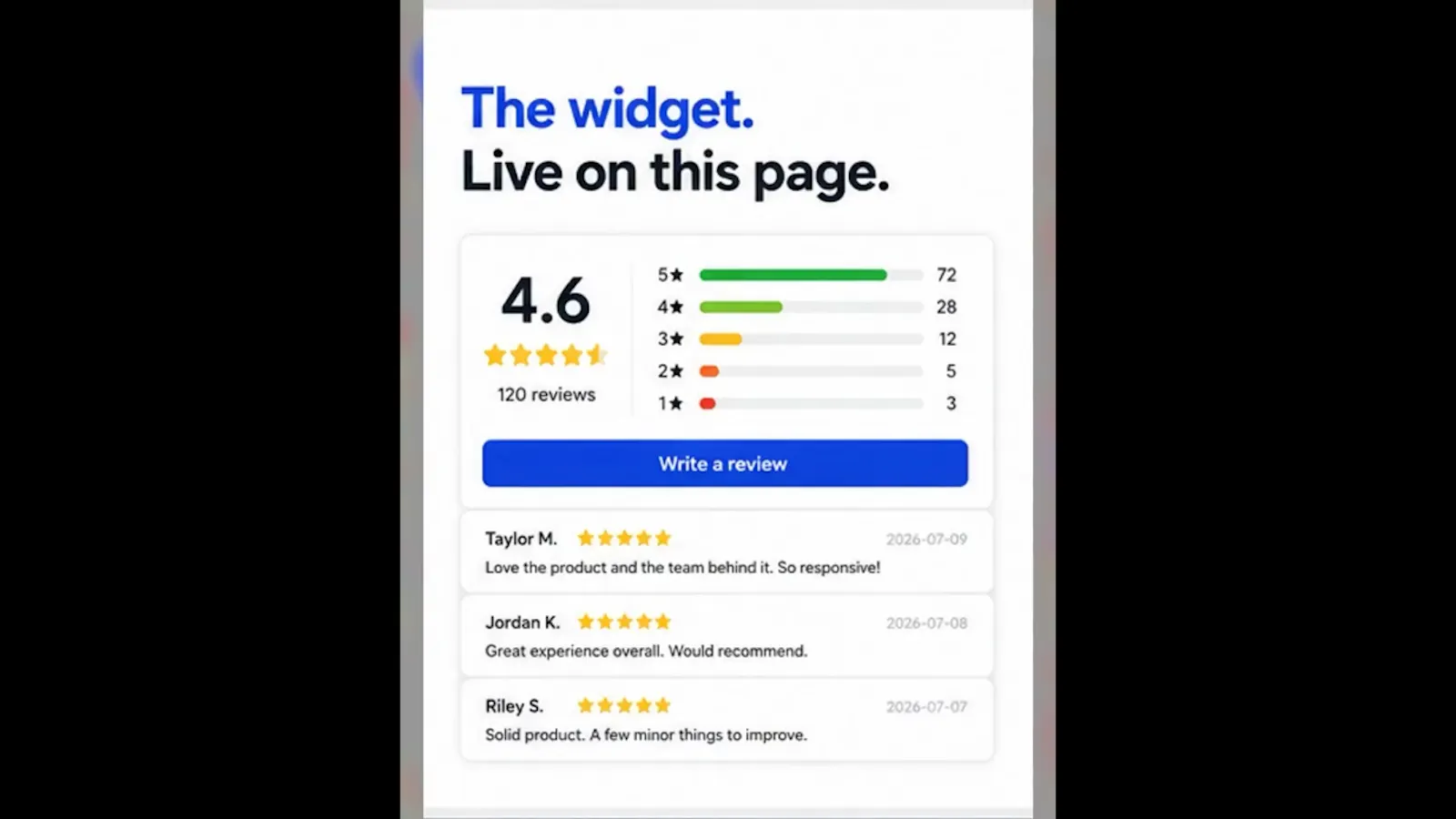 ReviewSnippet for any website - one line screenshot 1 (video preview)
