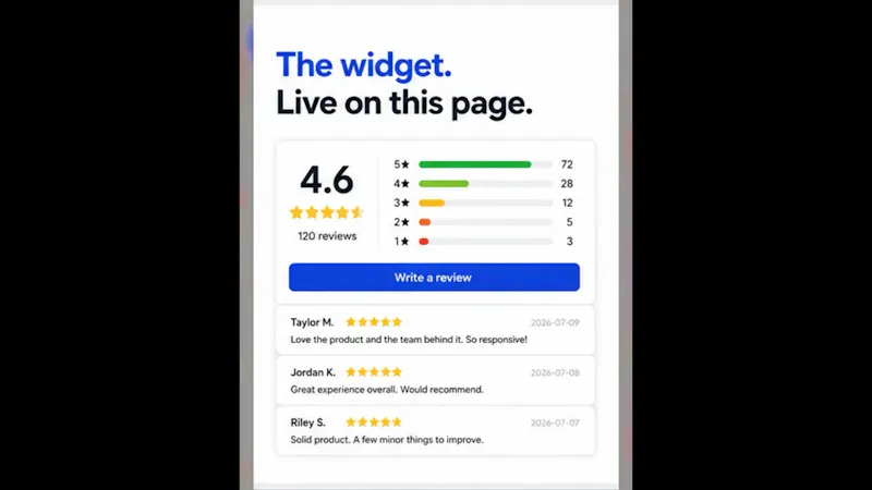 ReviewSnippet for any website - one line screenshot 1 (video preview)