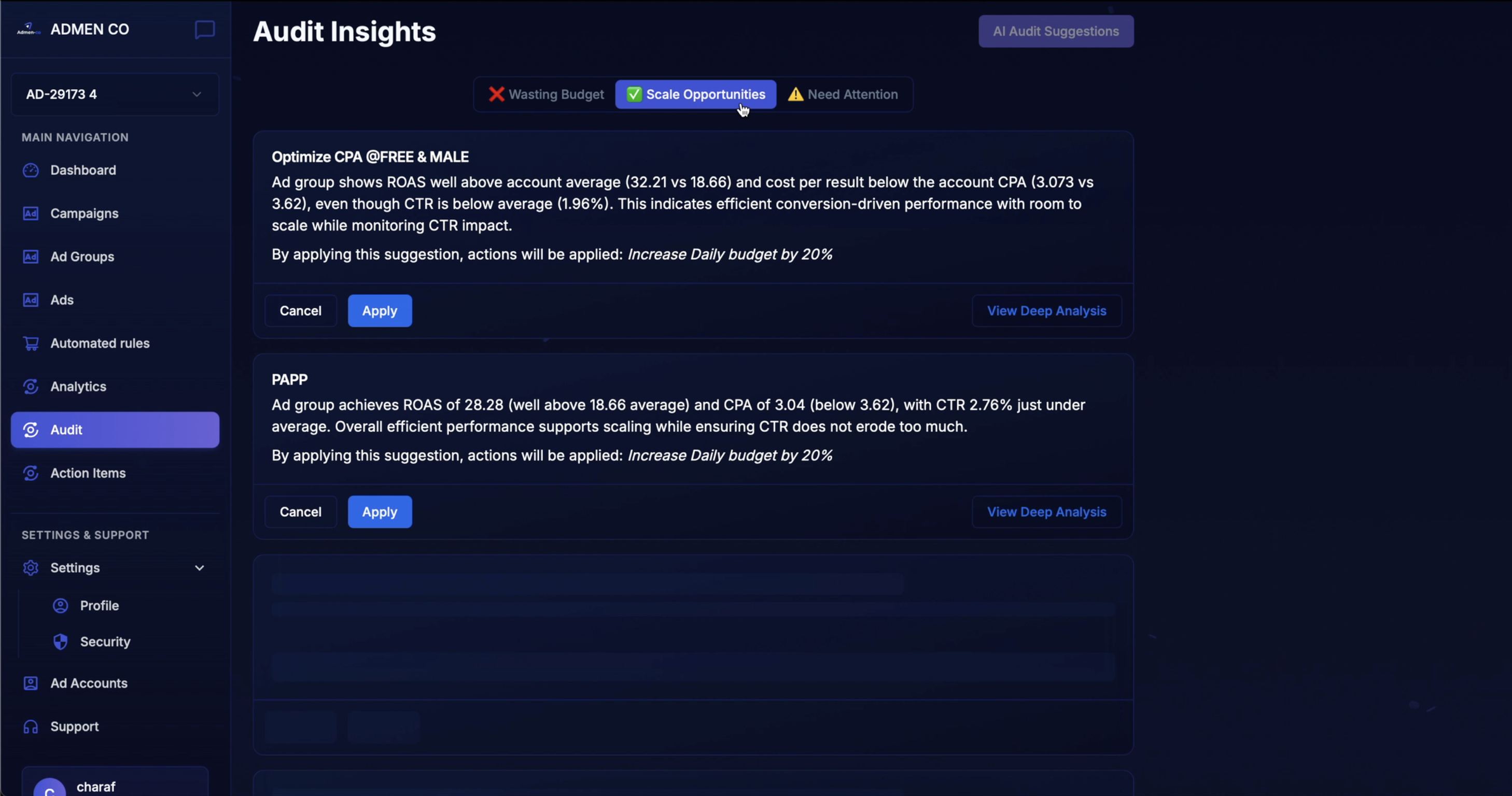 ADMEN – Automated TikTok Ad Optimization - Screenshot 4 showing product features and functionality