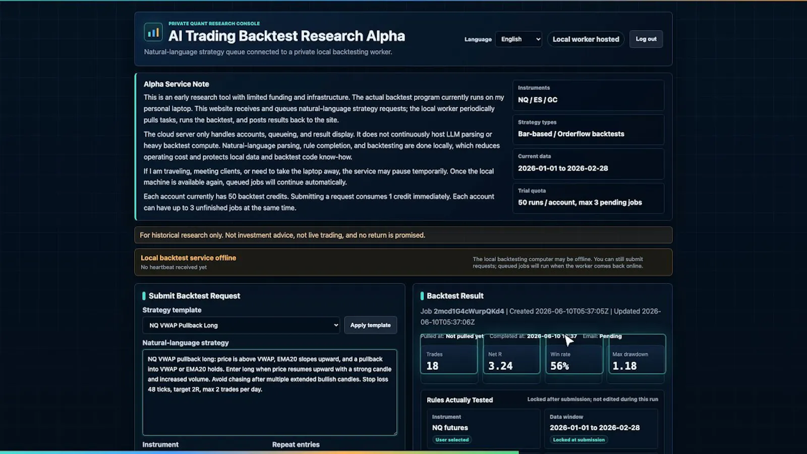 BacktestAlpha screenshot 1 (video preview)