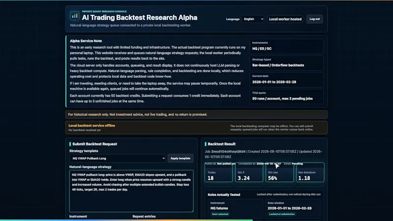 BacktestAlpha screenshot 1 (video preview)