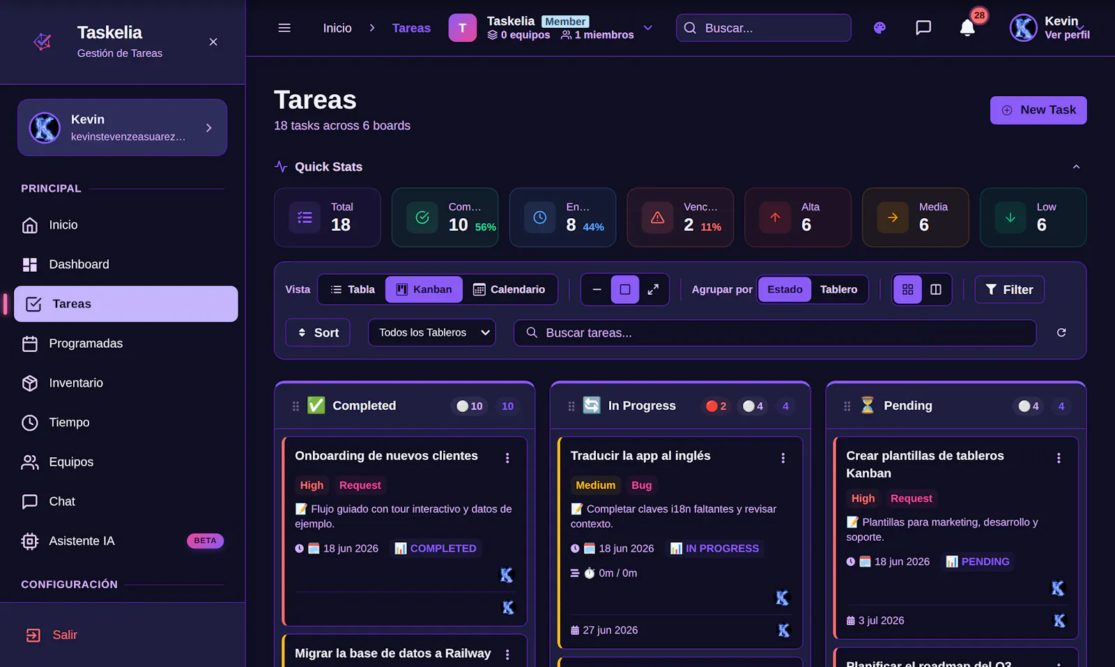 Taskelia — Gestión de Tareas y Equipos screenshot 5