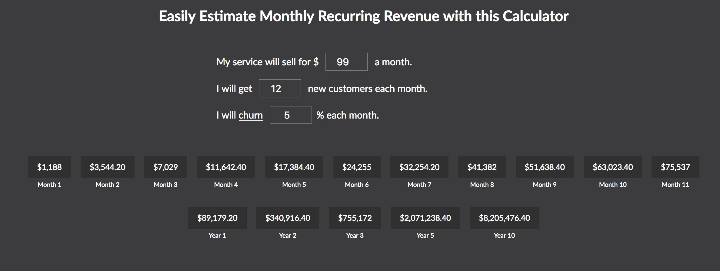 Monthly Recurring Revenue Calculator gallery image