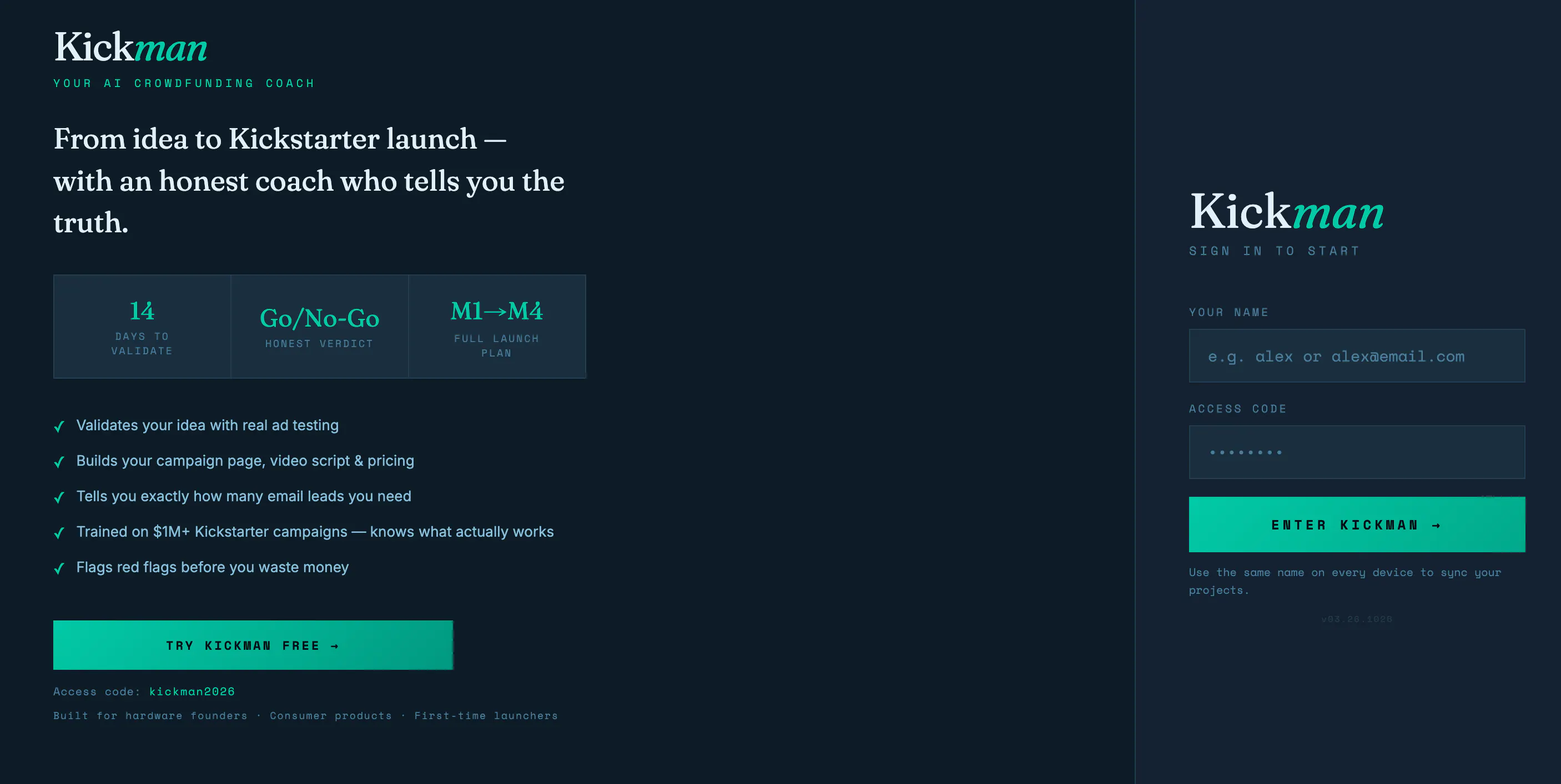Kickman — Crowdfunding Coach product banner