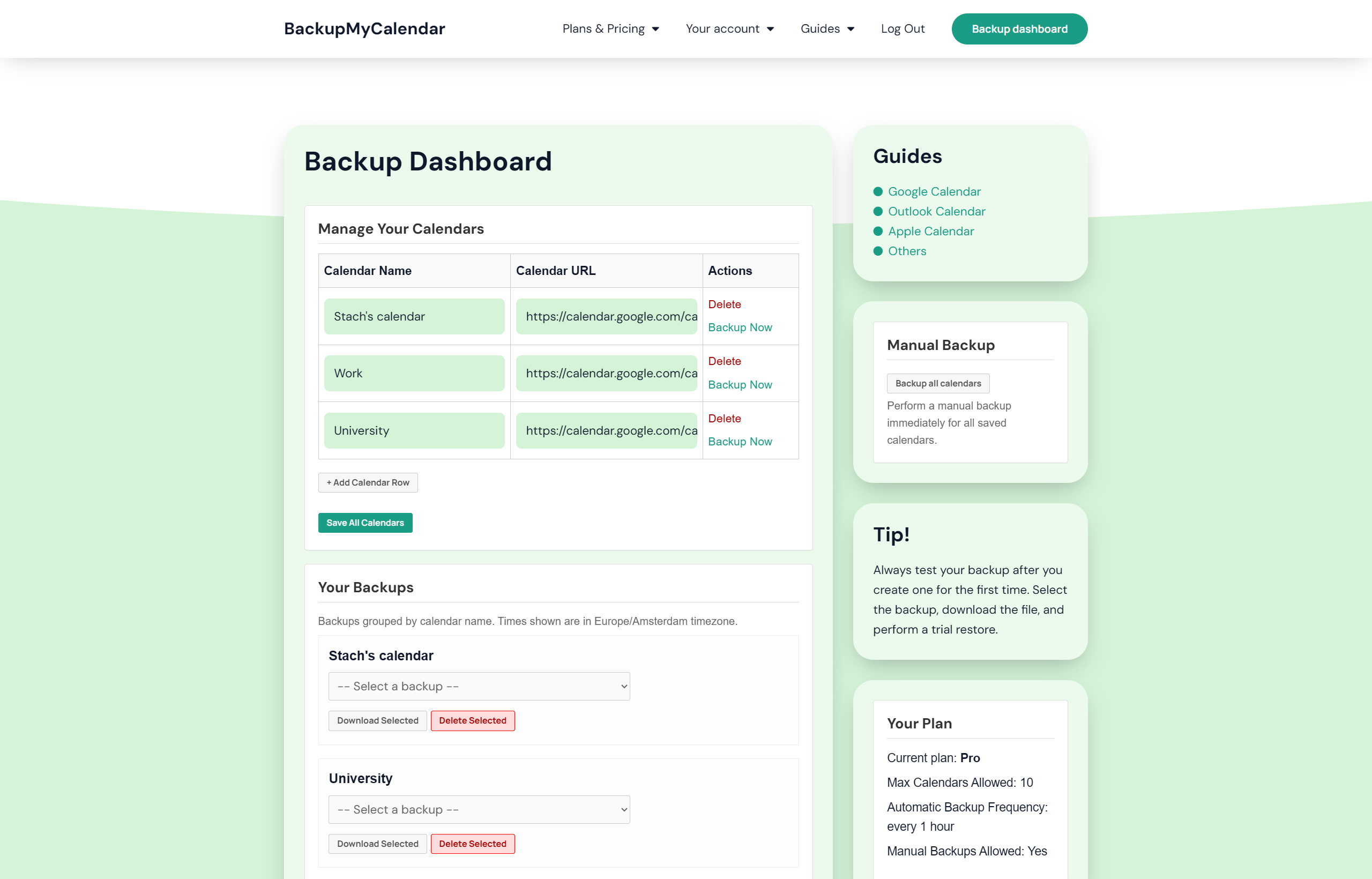 Mídia 3 de BackupMyCalendar - Adicione backups a qualquer calendário em questão de minutos