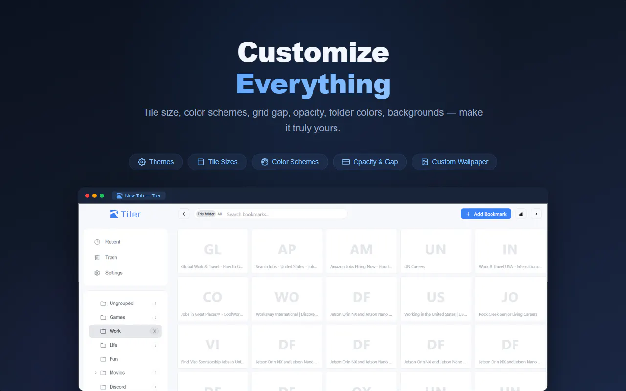 Tiler: Visual Bookmarks & New Tab gallery image