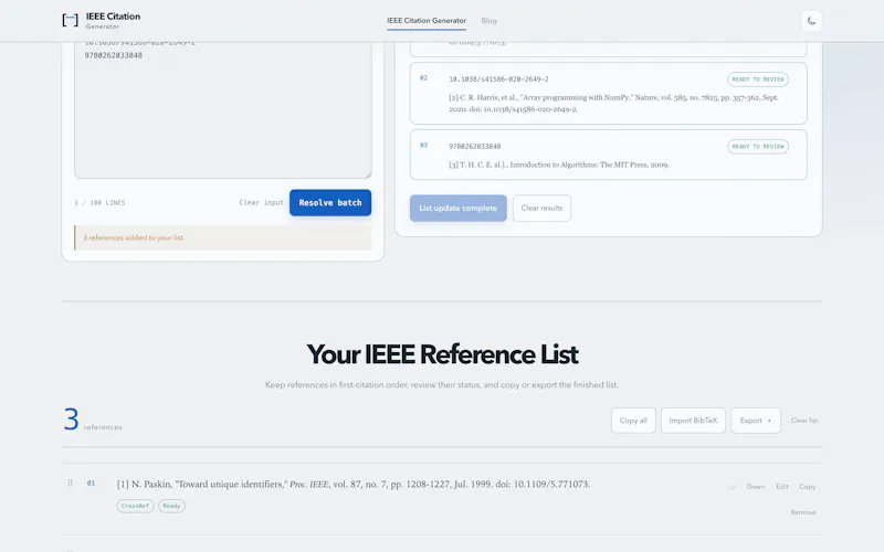 IEEE Citation Generator screenshot 2
