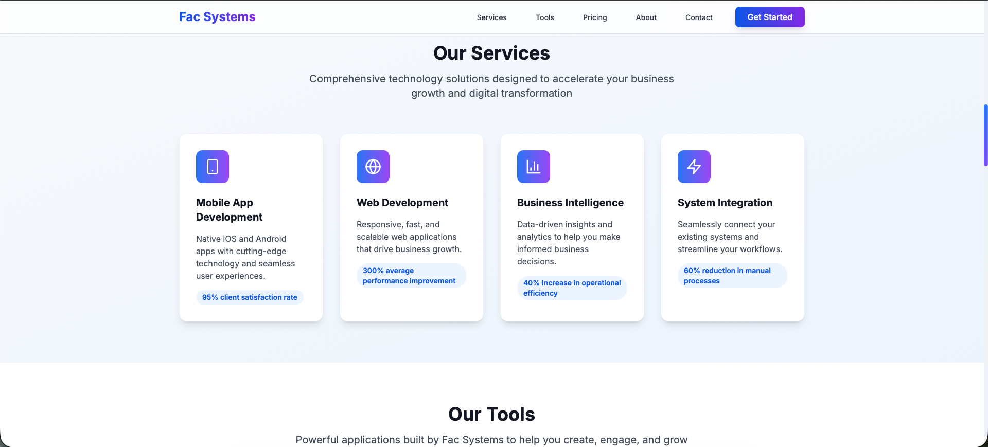 Fac Systems - Screenshot 2 showing product features and functionality