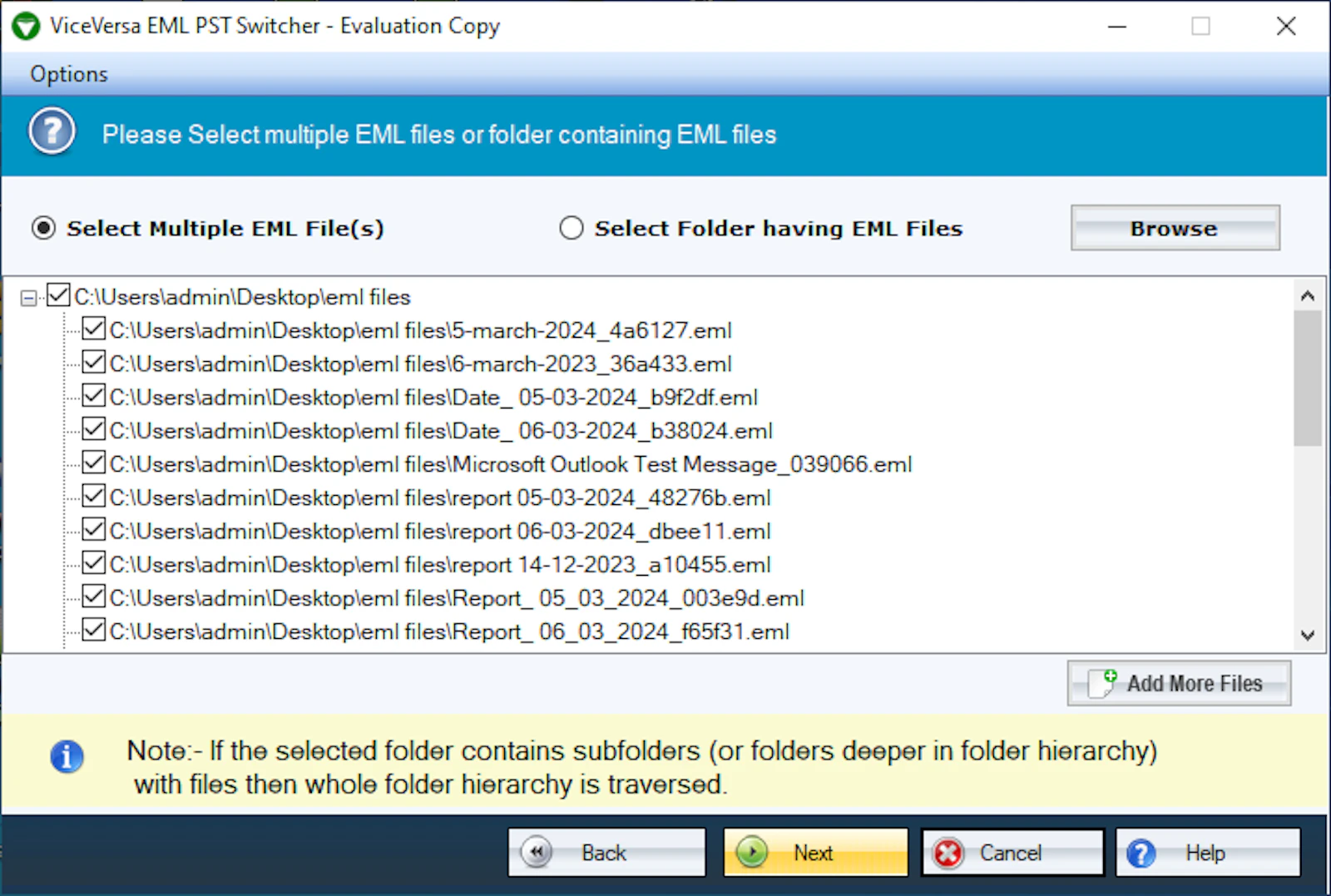 ViceVersa EML PST Switcher screenshot 3