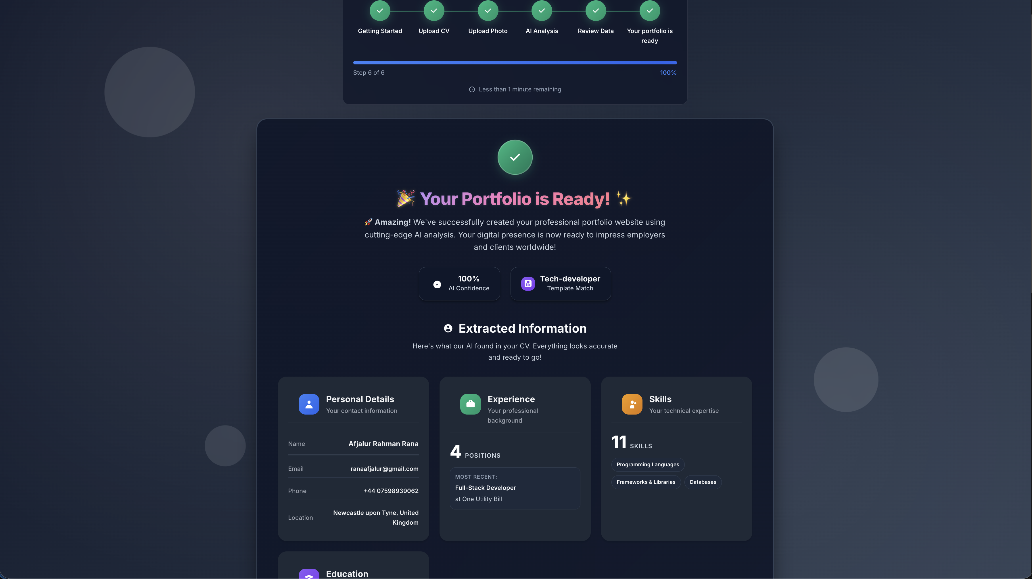 NextGenCV - AI Portfolio Website Builder gallery image