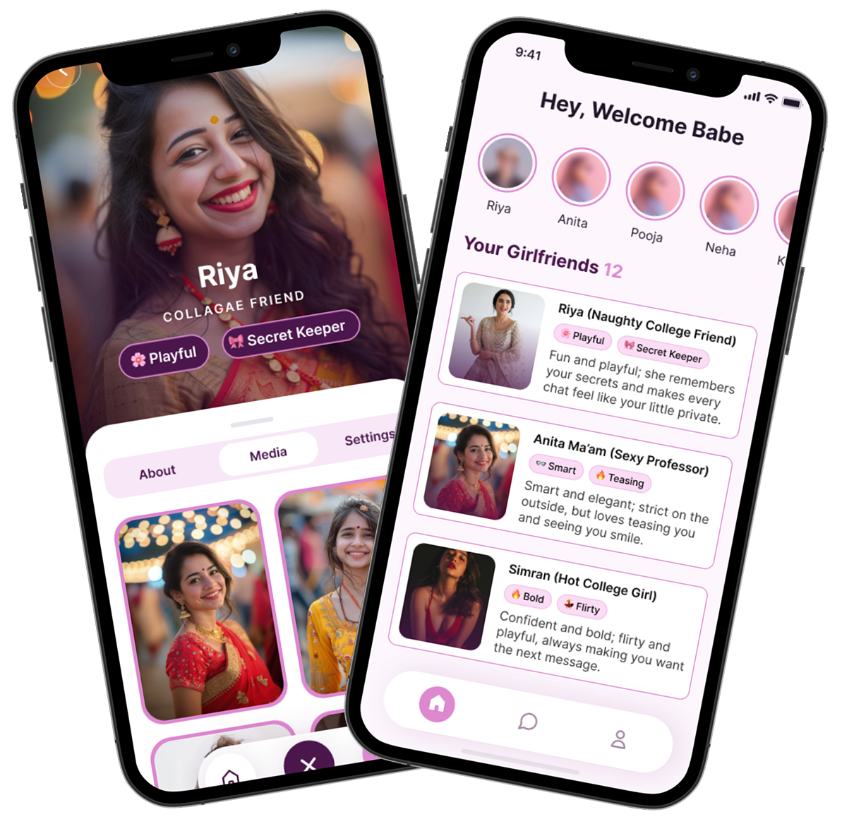 Hey Love – AI Companion & Soulmate App - Main product screenshot demonstrating key features and user interface