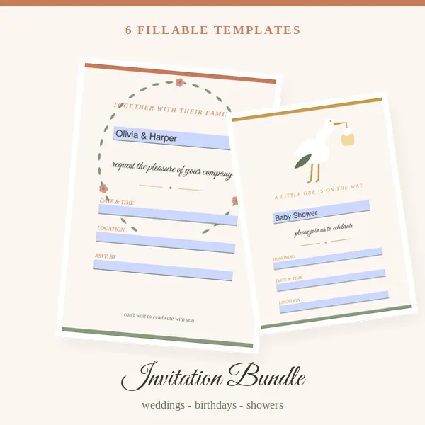 Invitation Bundle — Fillable PDF 