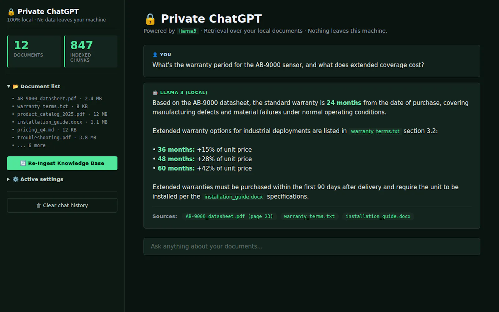 Self-Hosted RAG with Llama 3 screenshot 2