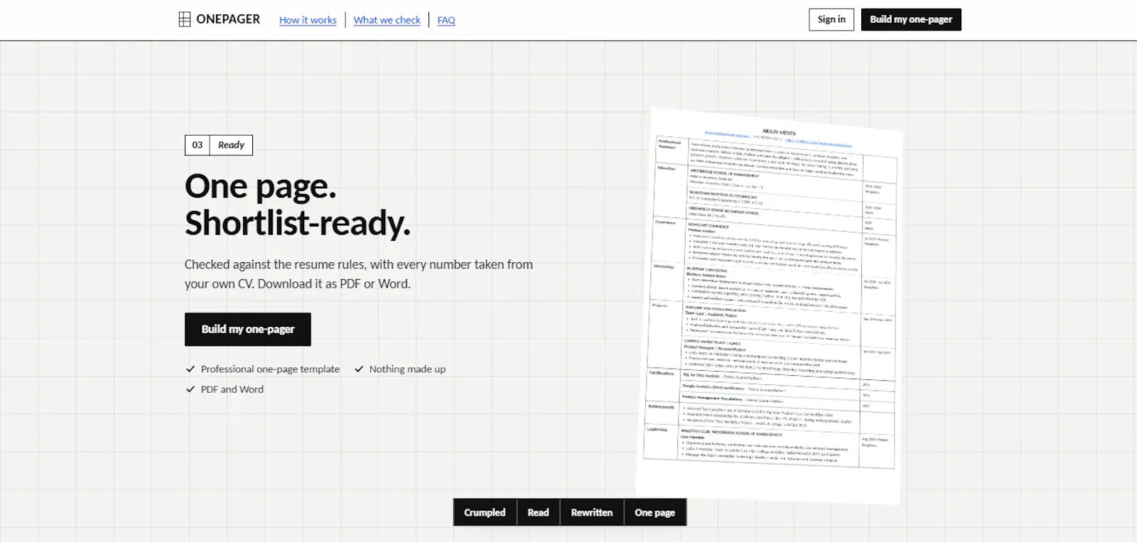 OnePager screenshot 3