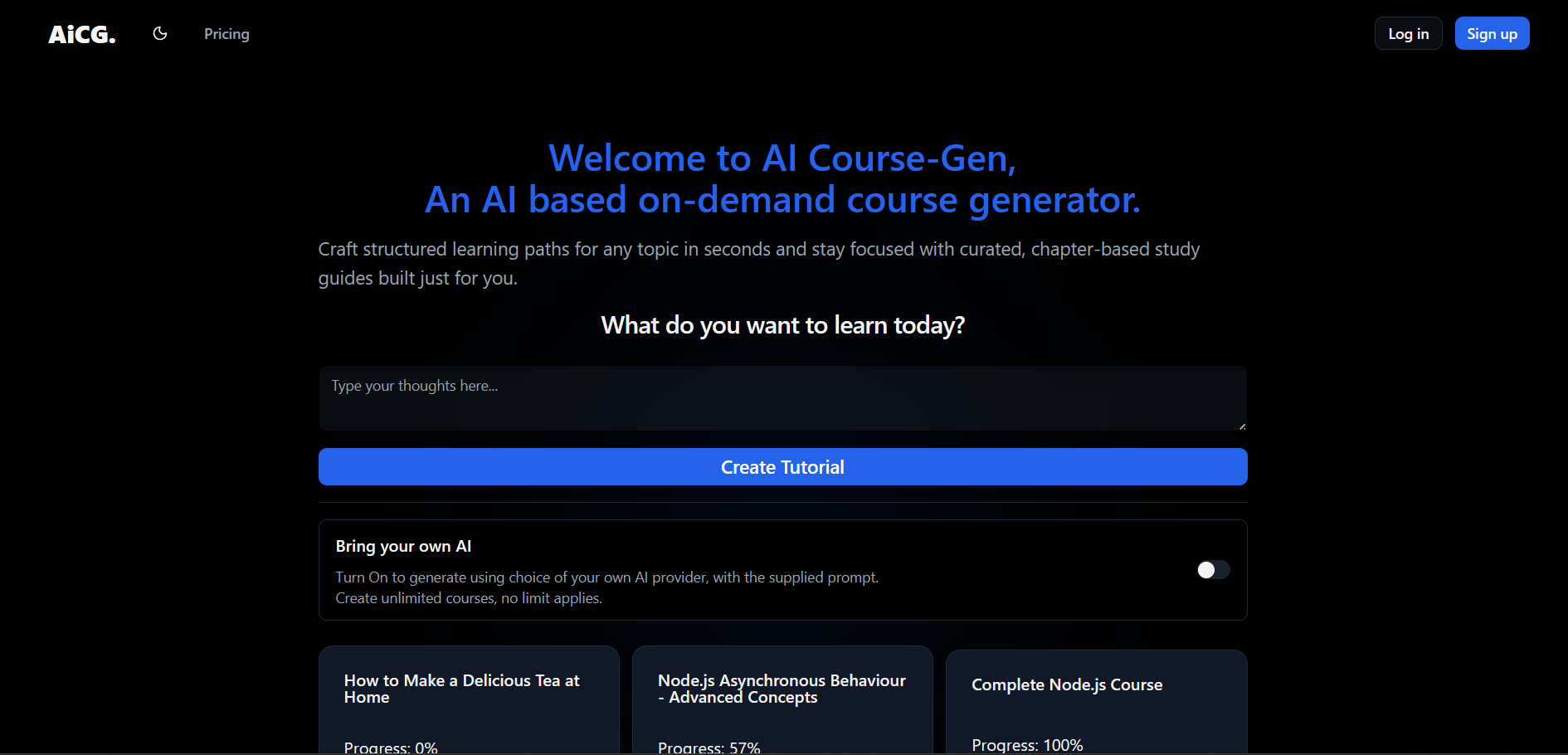 AI Course Gen - Main screenshot showing features and interface