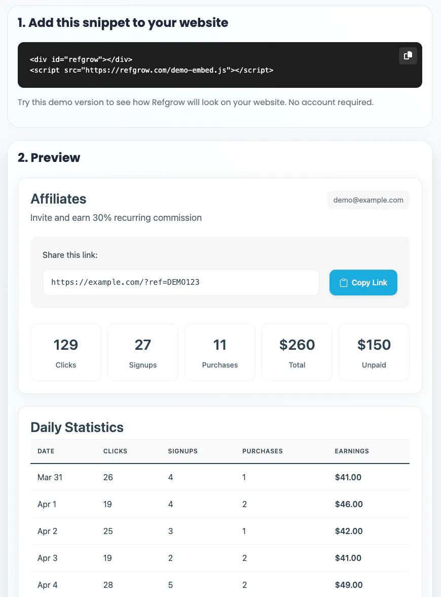 Refgrow screenshot