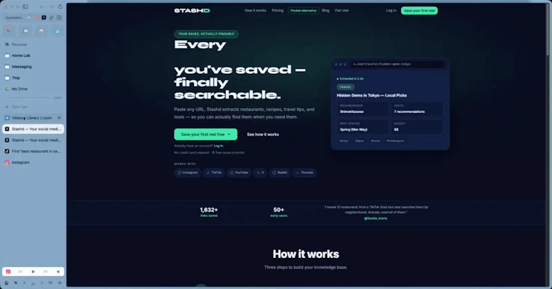 Stashd screenshot 1 (video preview)