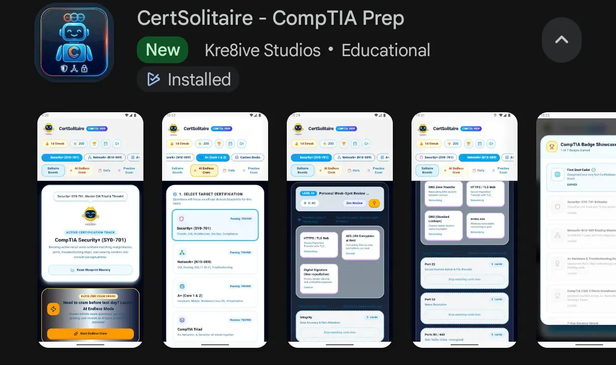 Cert solitaire - CompTia Prep
