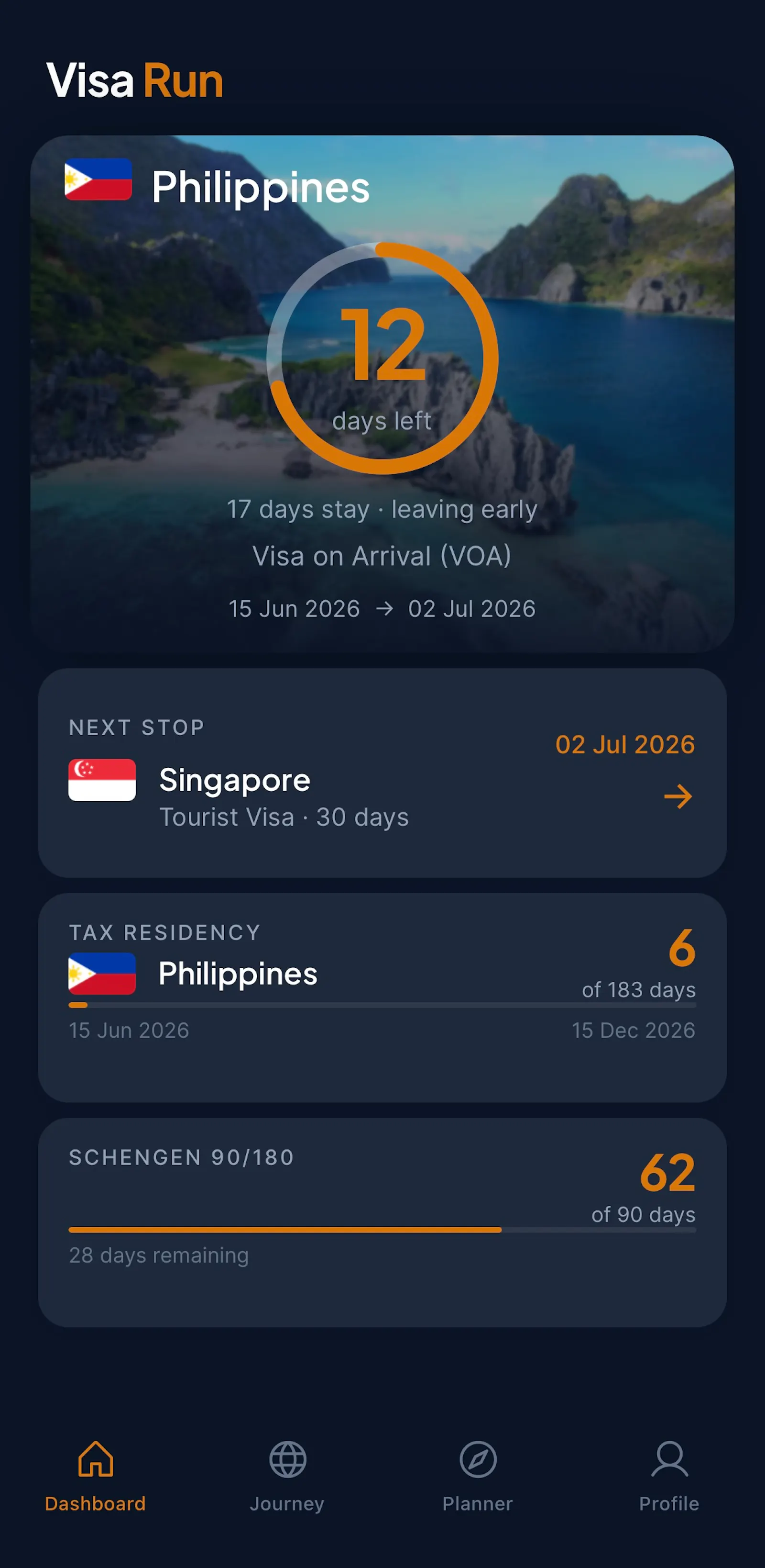Visa Run: Nomad Travel Tracker screenshot 1