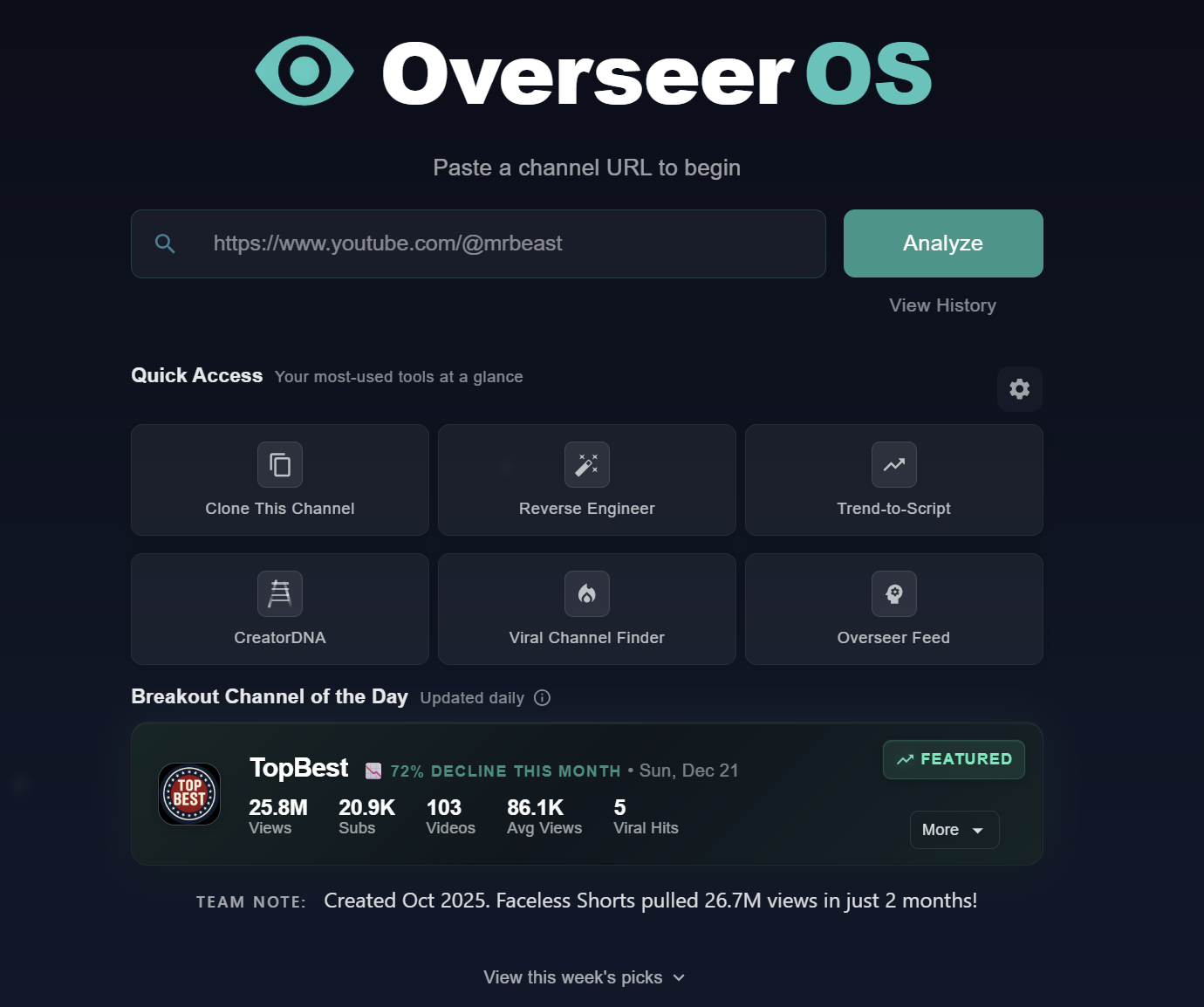 OverseerOS - Main product screenshot demonstrating key features and user interface