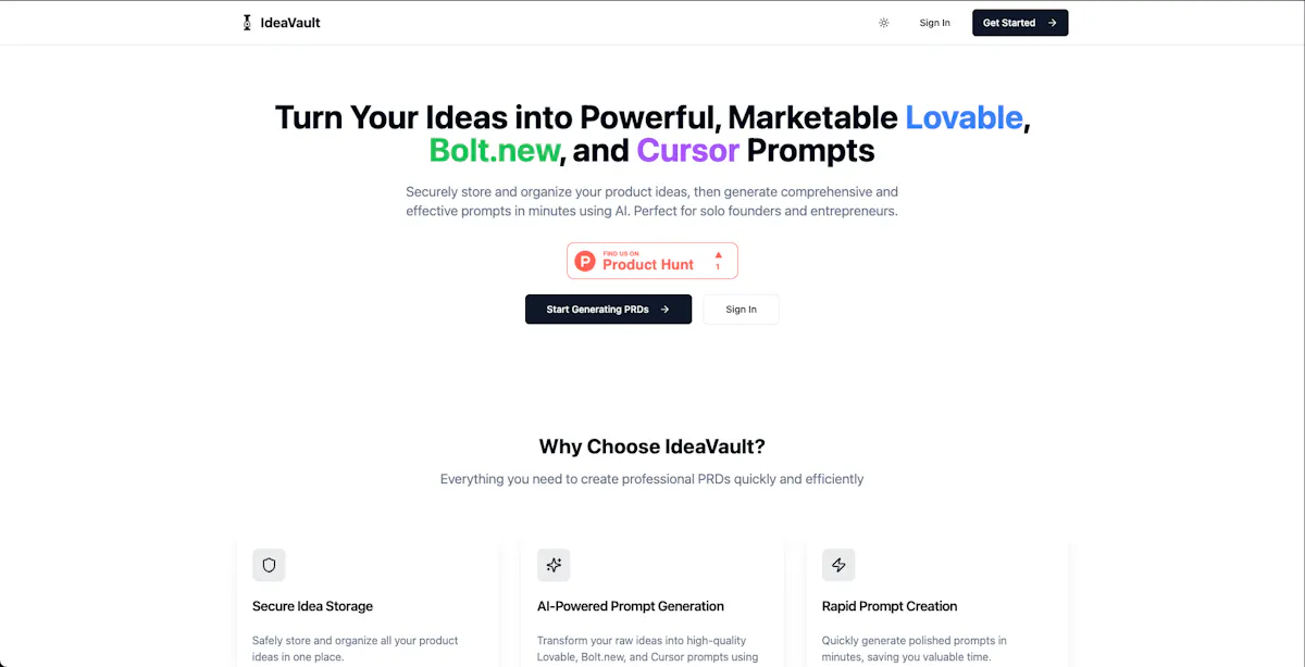 IdeaVault - Store Ideas & Make Prompts