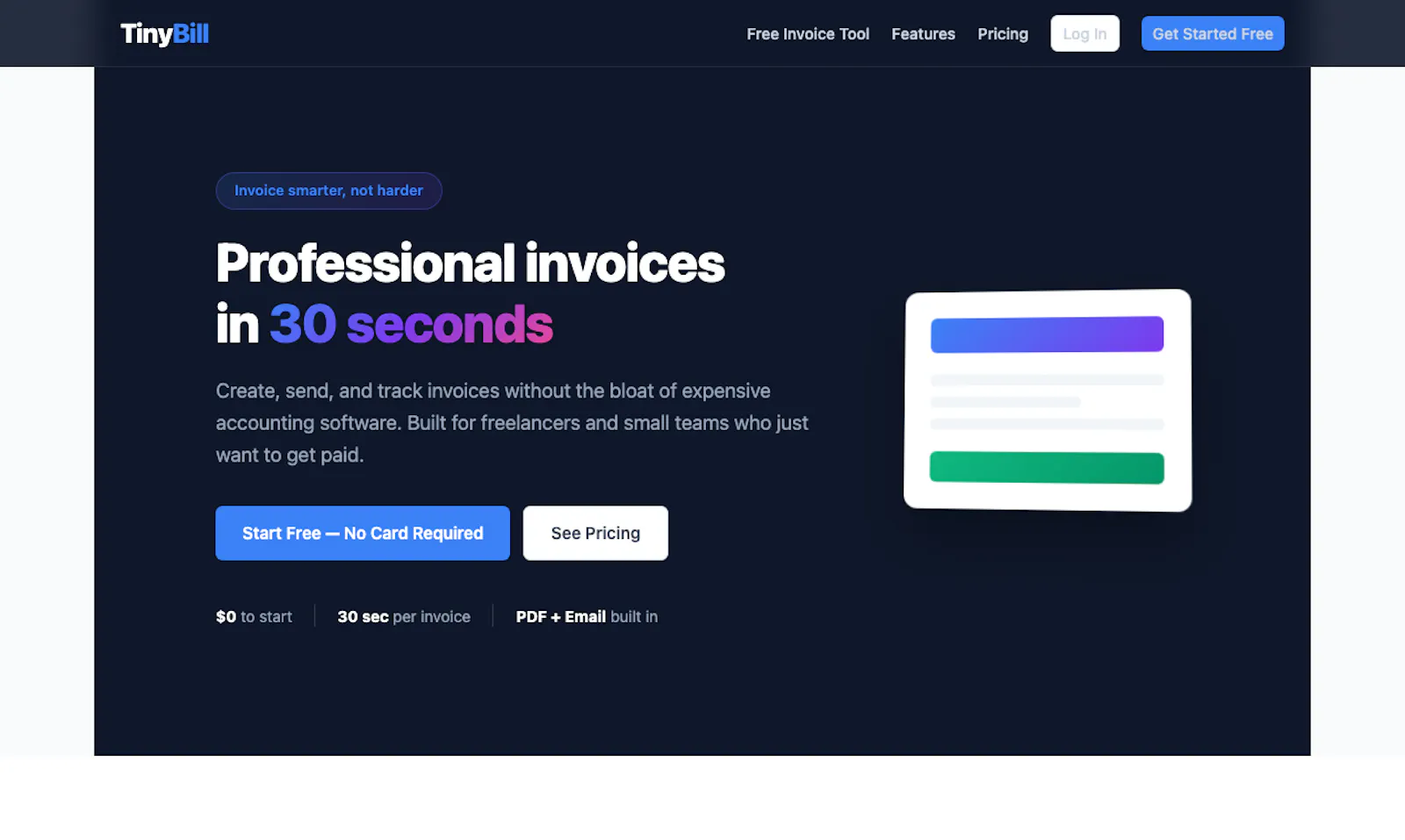 TinyBill — Simple Invoice Generator screenshot 1