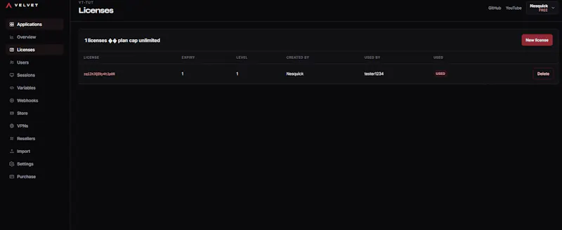 VelvetAuth — License keys & user auth screenshot 3