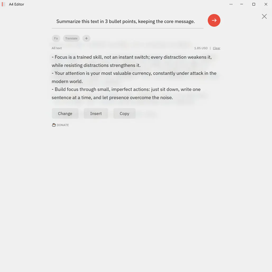 A4 Editor screenshot