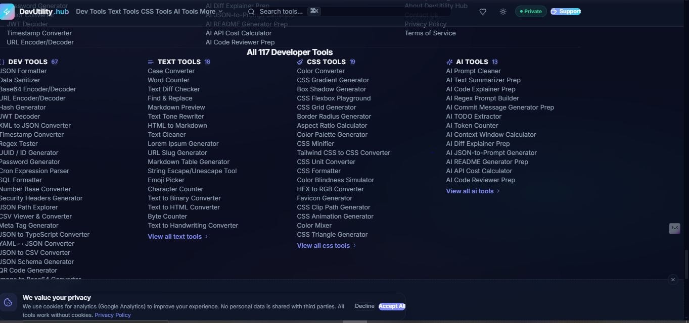 DevUtility Hub - Screenshot 2 showing product features and functionality