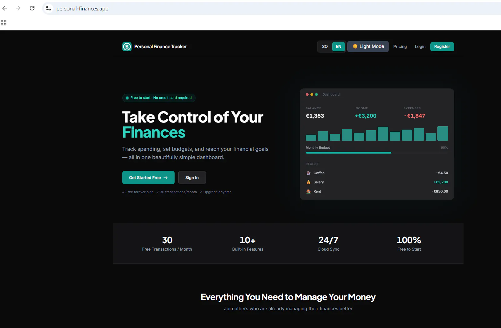 Personal Finance Tracker 제품 배너