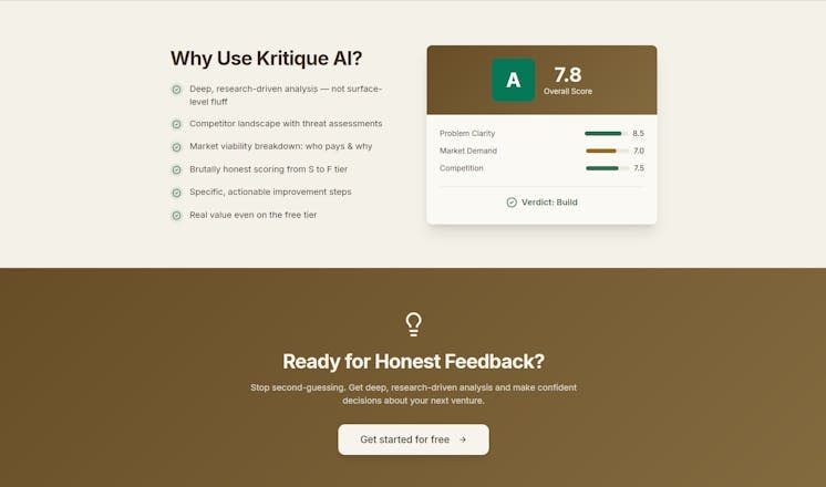 Kritique AI - Screenshot 4 showing product features and functionality
