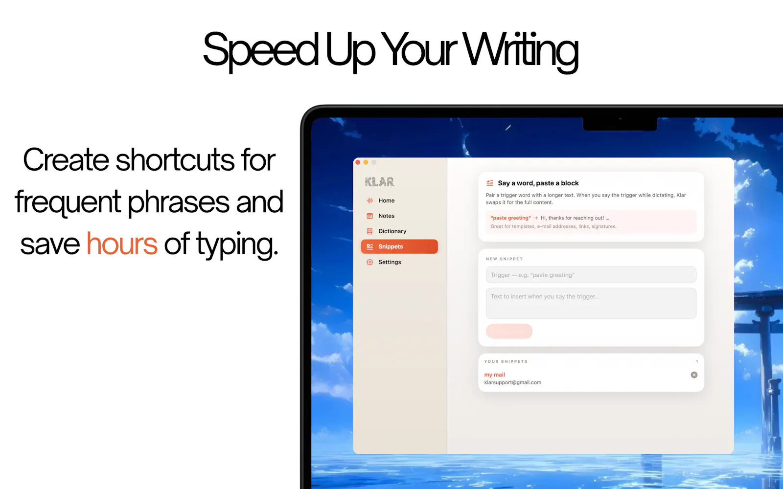 Klar. Speak freely. Klar writes. screenshot 3