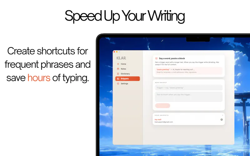 Klar. Speak freely. Klar writes. screenshot 3