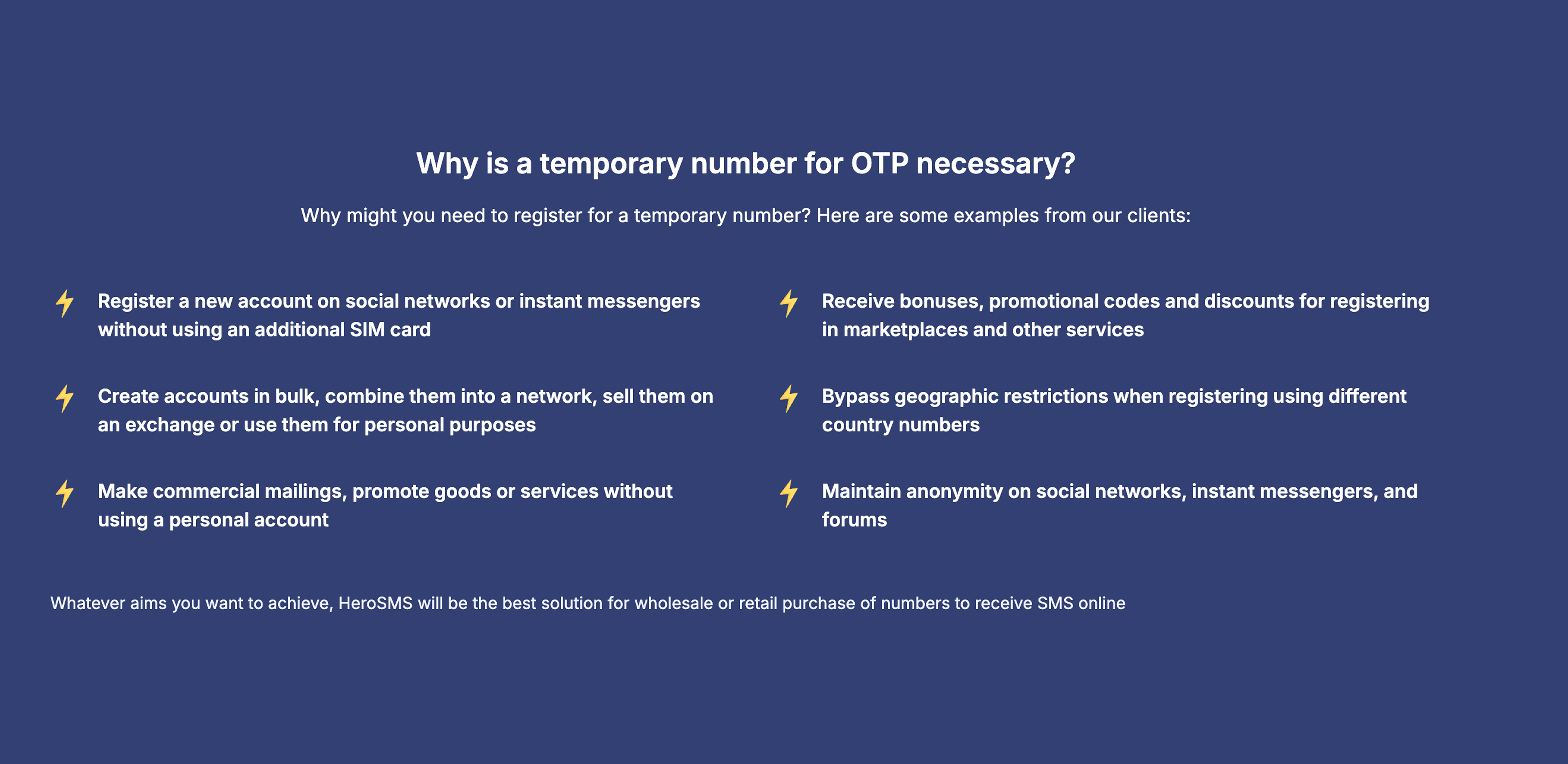 HeroSMS - Screenshot 3 showing product features and functionality