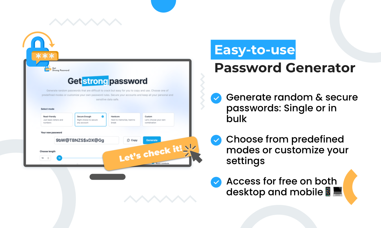 startuptile Get Strong Password-Easy-to-use single or bulk secure password generator 