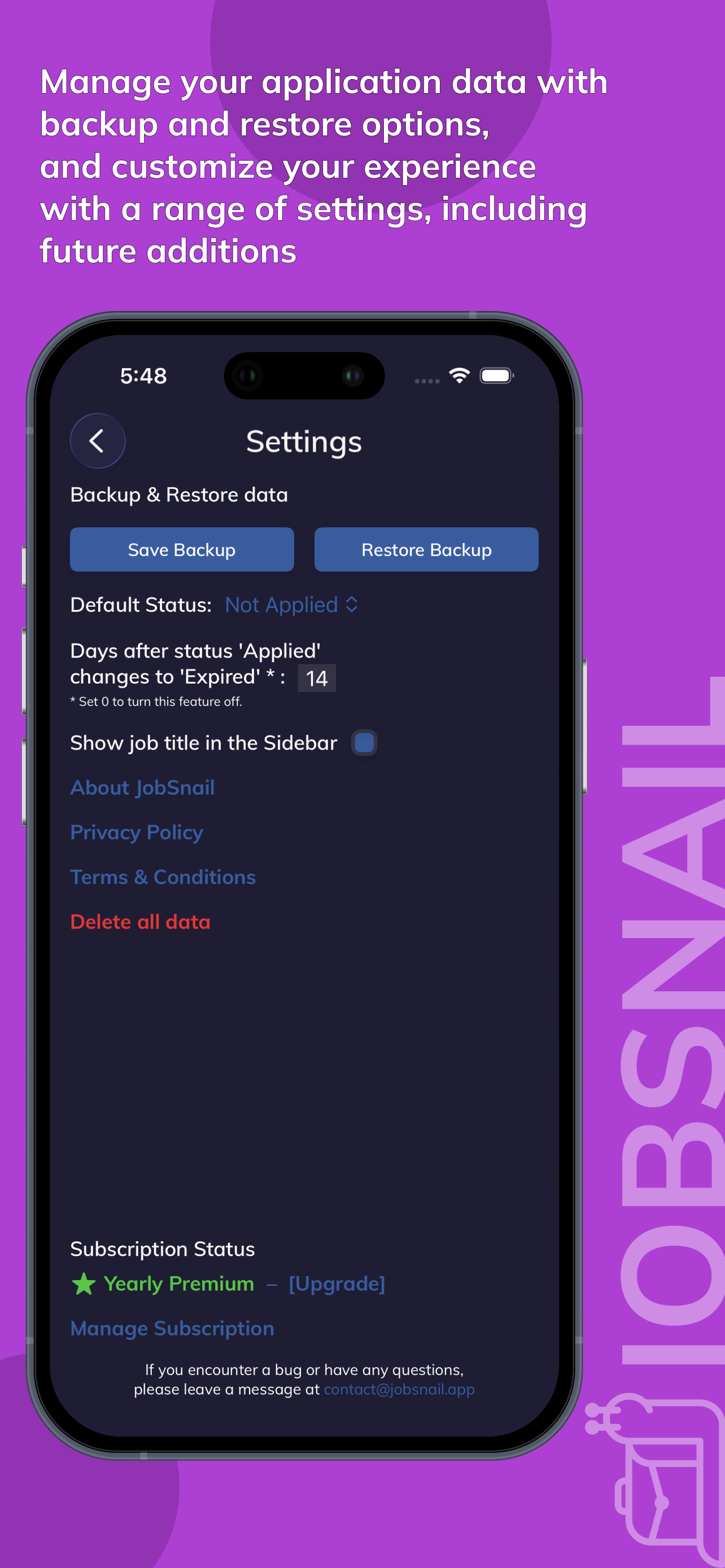 JobSnail - Screenshot 5 showing product features and functionality