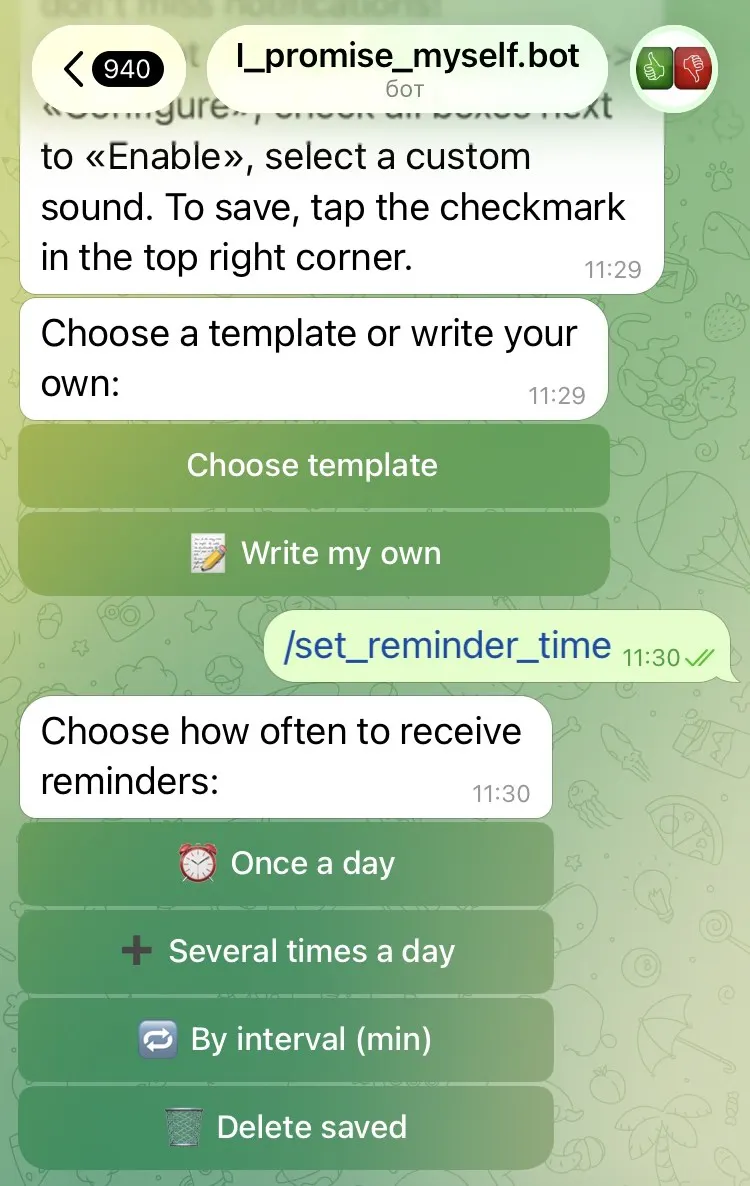 Promise Myself Telegram Bot gallery image