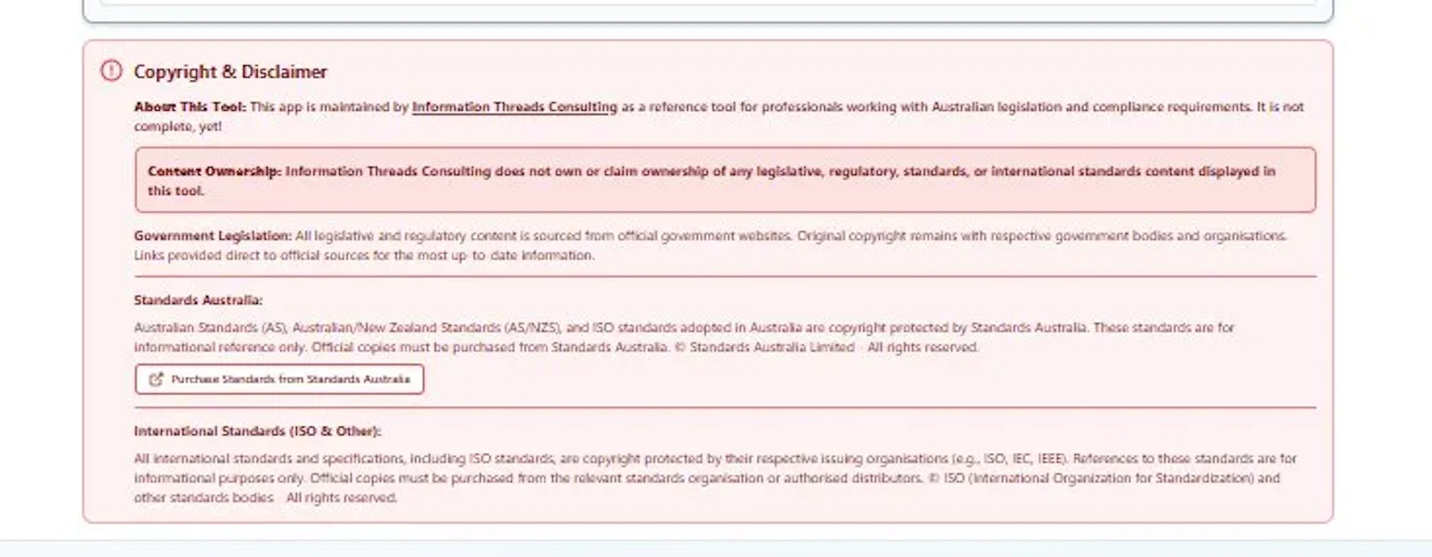 Australian Legislation and Standards Map screenshot 4