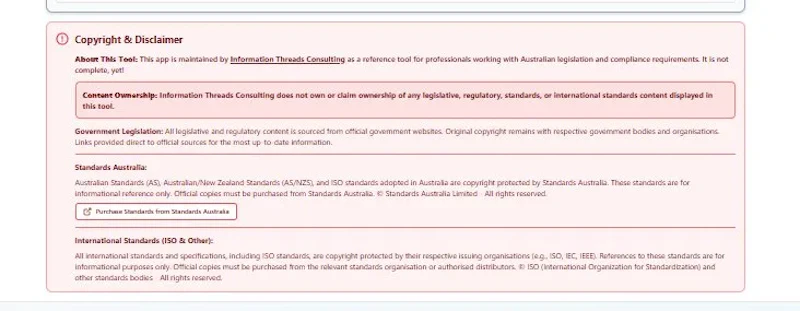Australian Legislation and Standards Map screenshot 4
