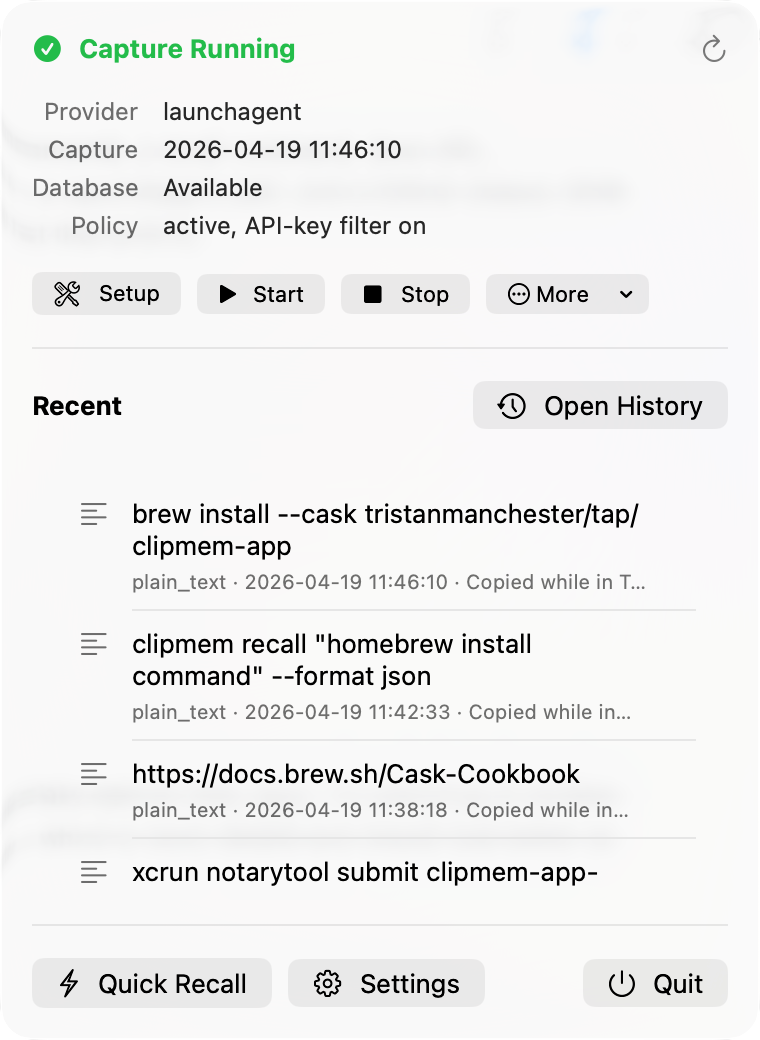 clipmem - clipboard recall for agents gallery image