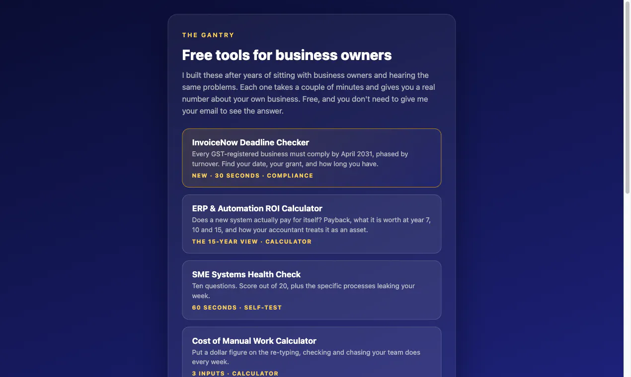 The Gantry Free Tools gallery image