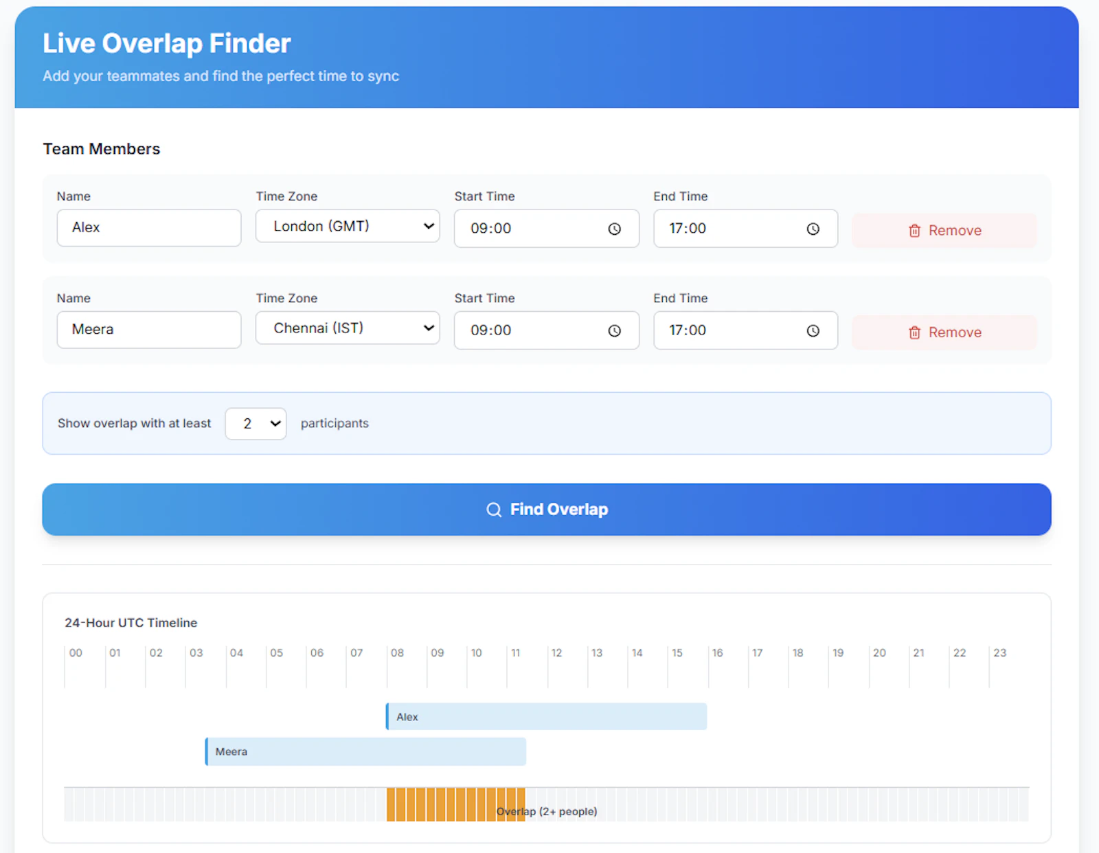 TimeSync Overlap Tool screenshot 1