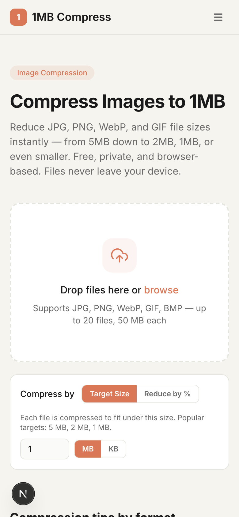 1MB Compress gallery image