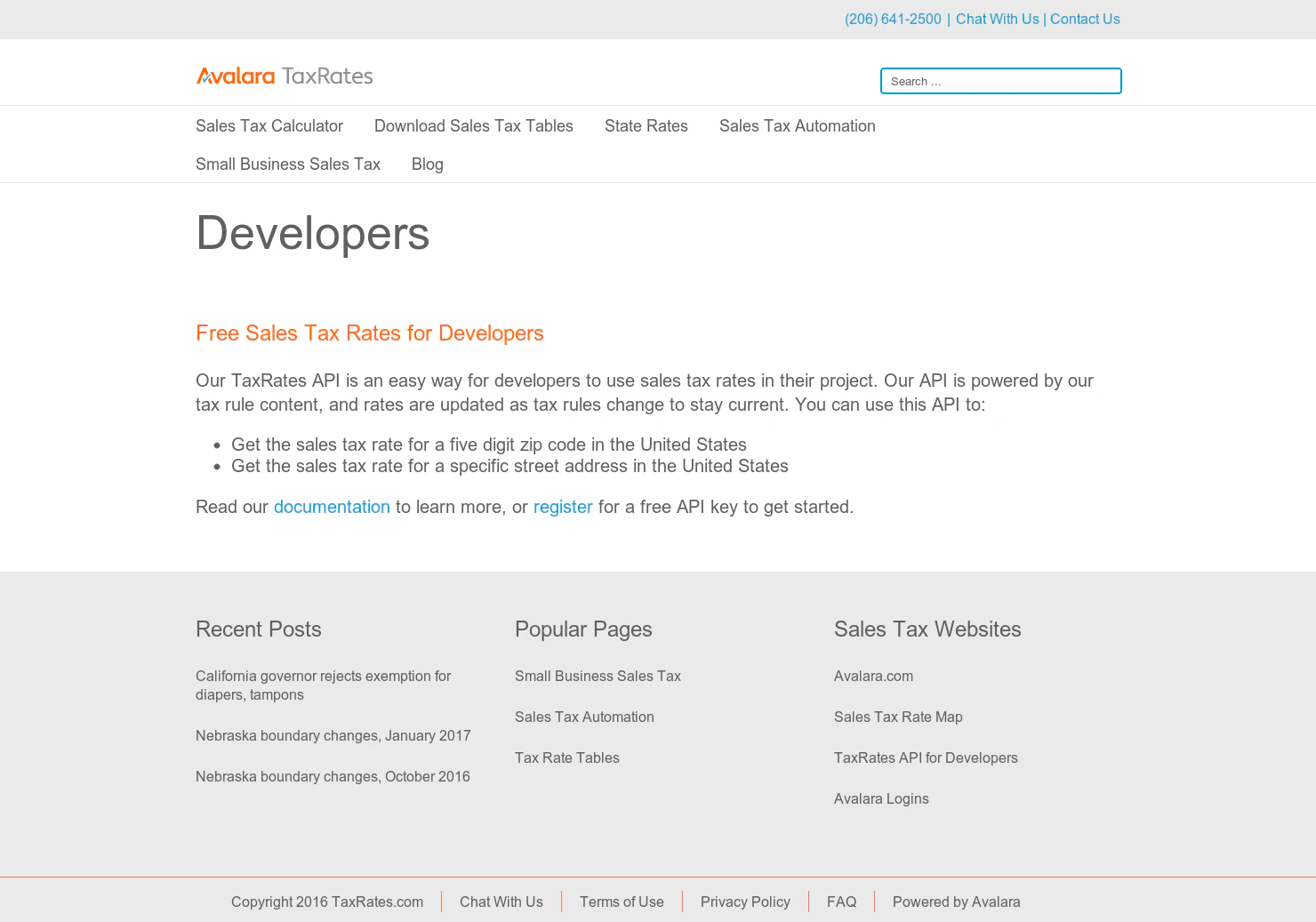 Avalara Tax Rates API