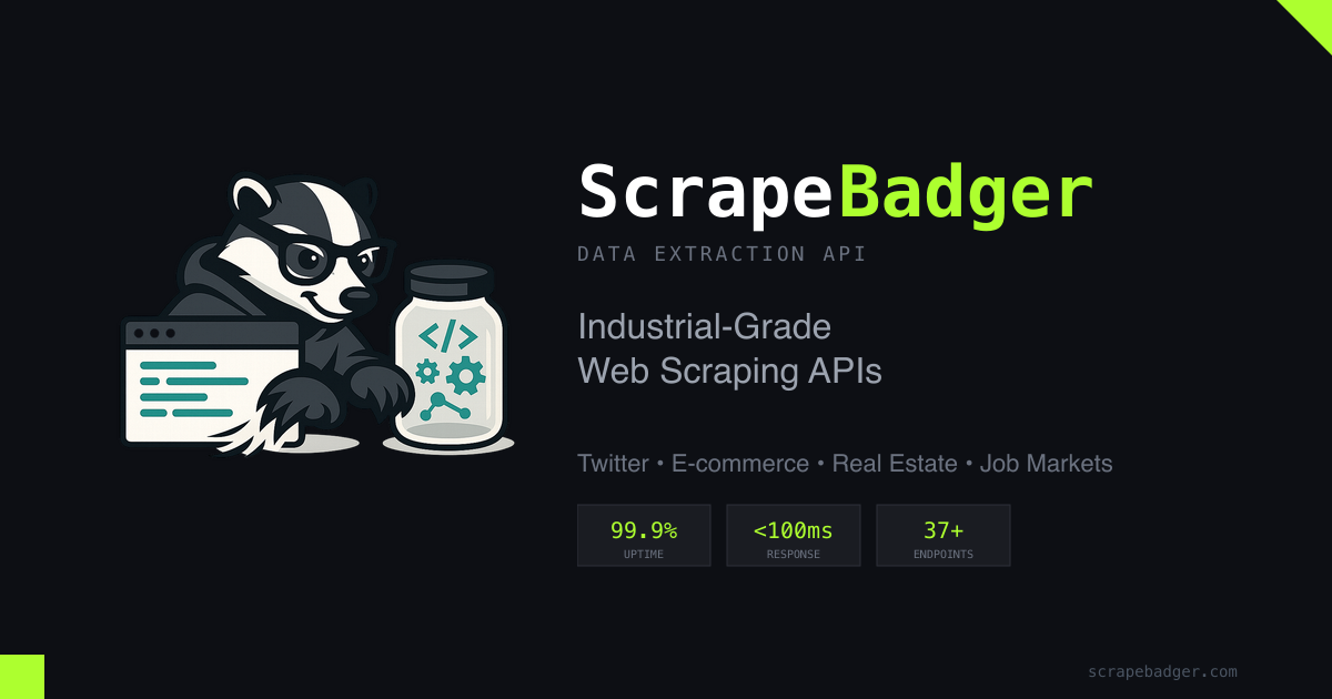 ScrapeBadger - Main product screenshot demonstrating key features and user interface